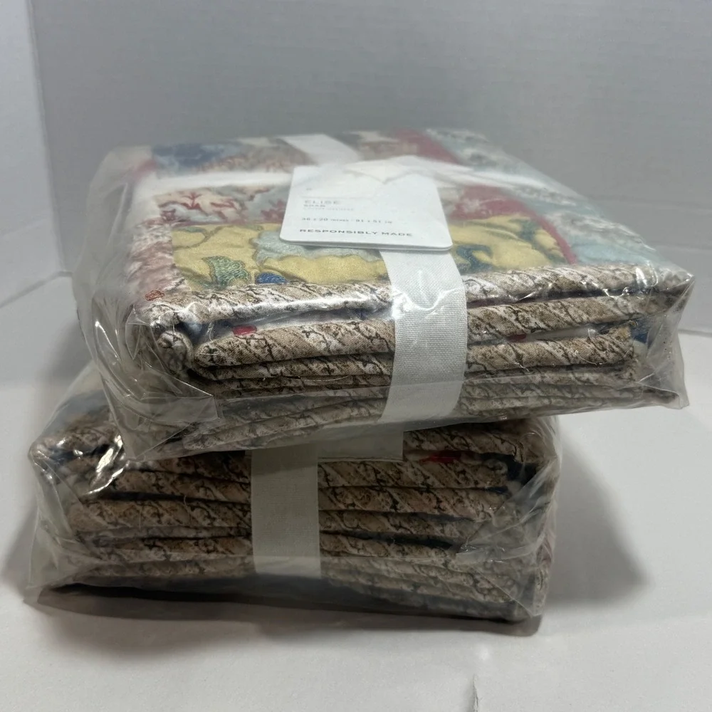 Pottery Barn Elise King Quilted Pillow Shams Set of 2 Multi Patchwork Floral NEW